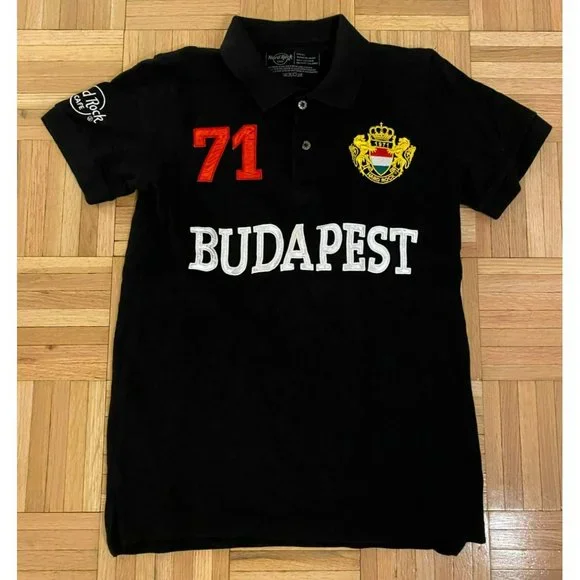 Hard Rock Cafe Shirts Hard Rock Cafe Budapest Crest Logo Mens